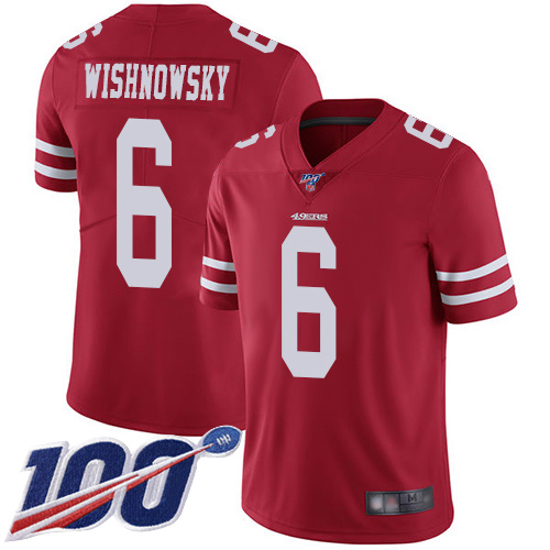 San Francisco 49ers Limited Red Men Mitch Wishnowsky Home NFL Jersey 6 100th Season Vapor Untouchable